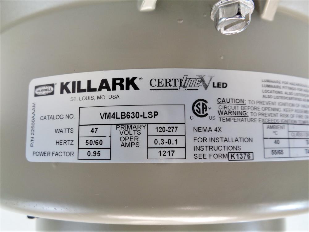 Hubbell Killark Low-Bay & High-Bay 47W LED Light Fixture VM4LB630-LSP